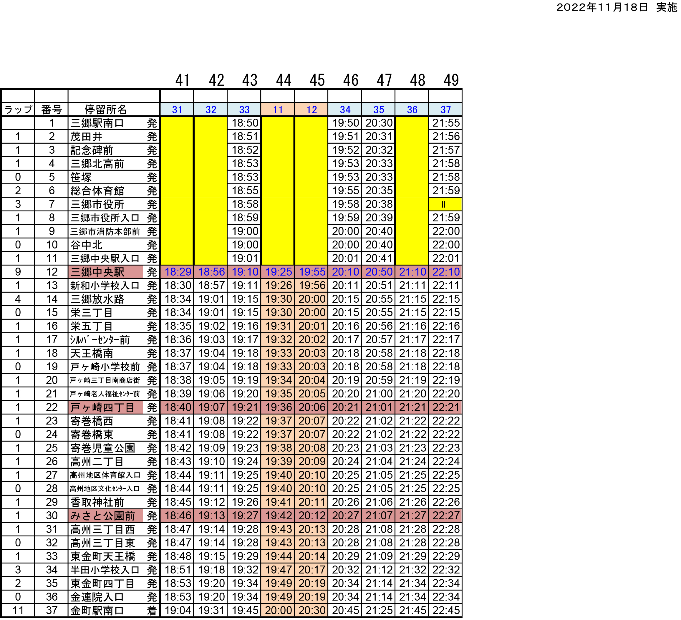 ダイヤ改正のお知らせ