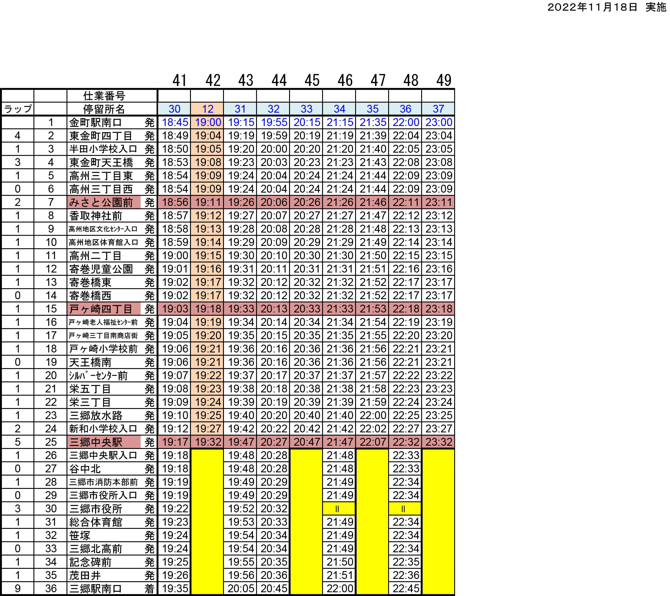 ダイヤ改正のお知らせ