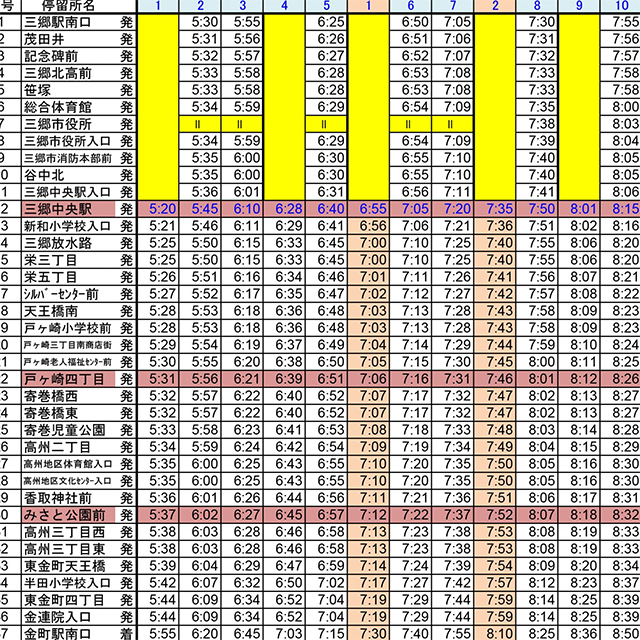 マイスカイ交通 時刻表